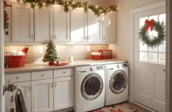 Christmas-themed laundry room