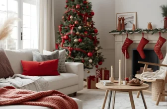 living room decorated for Christmas